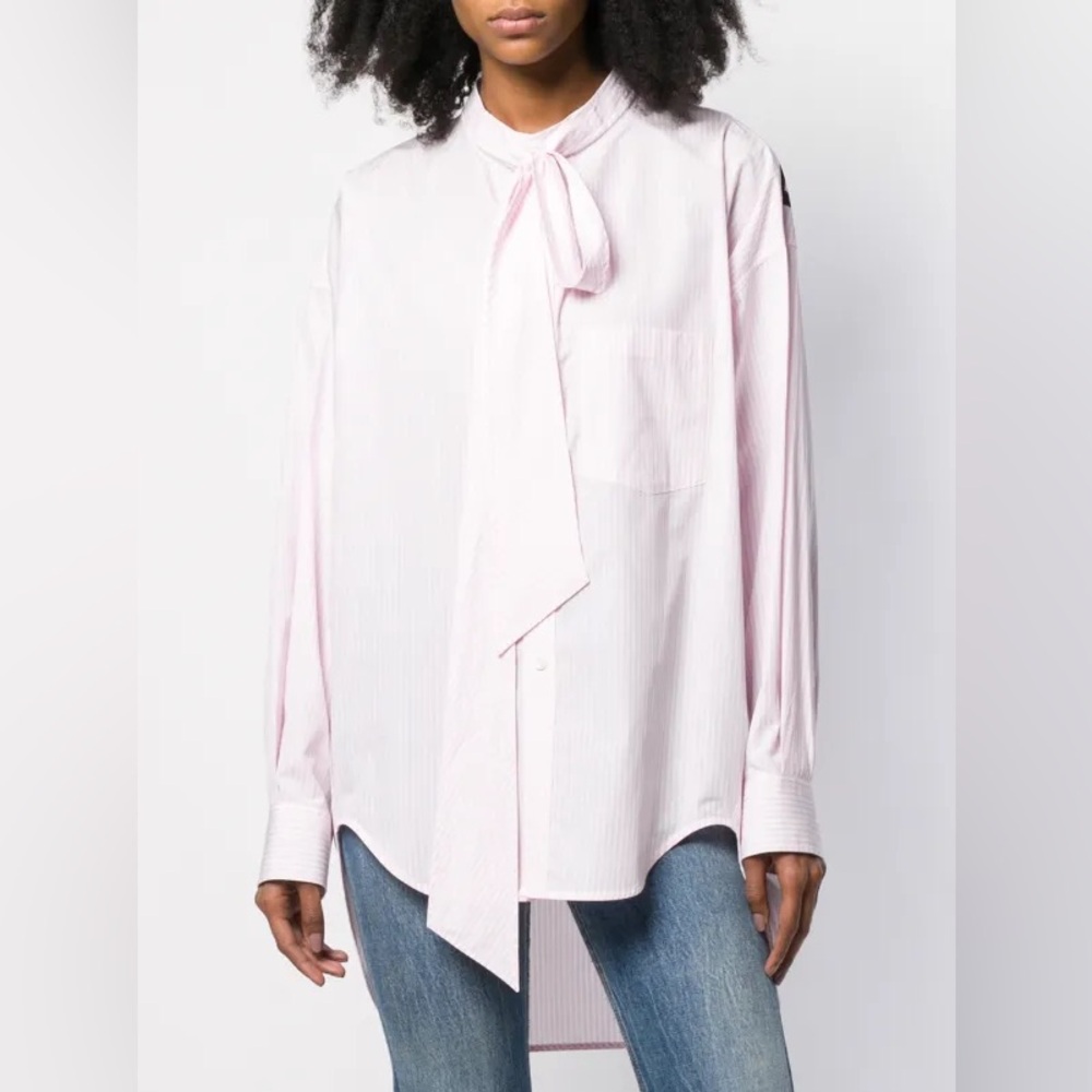 Balenciaga New Swing Logo Button Down Striped Shirt Size XS